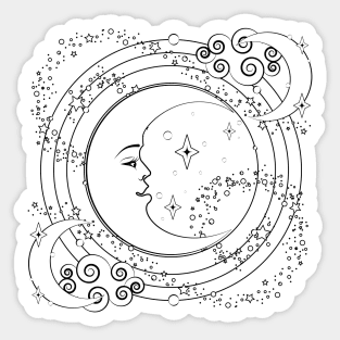 Retro Moon Design Sticker